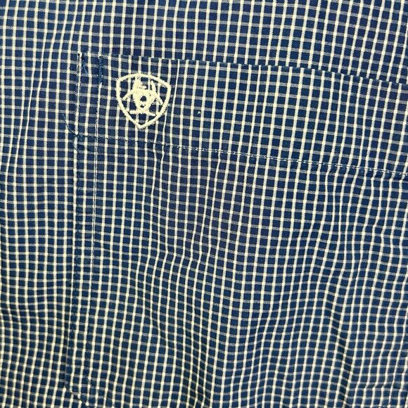 Ariat Pro Series Fitted Long Sleeve Blue Plaid Button down Shirt Men Large - Picture 3 of 11